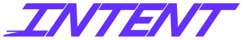 Purple 'INTENT' logo on a white background